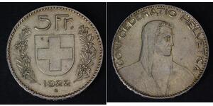 5 Franc Suiza Plata 