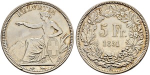 5 Franc Suiza Plata 