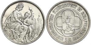5 Franc Suiza Plata 