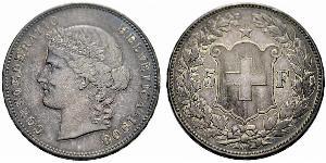 5 Franc Suiza Plata 