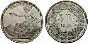 5 Franc Suiza Plata 