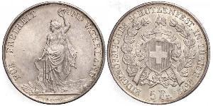 5 Franc Suiza Plata 