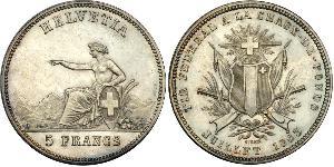 5 Franc Suiza Plata 