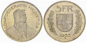 5 Franc Suiza Plata 