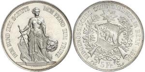 5 Franc Suiza Plata 