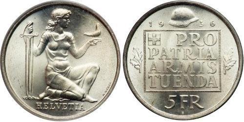5 Franc Suiza Plata 