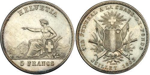 5 Franc Suiza Plata 