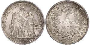 5 Franc Tercera República Francesa (1870-1940)  Plata 