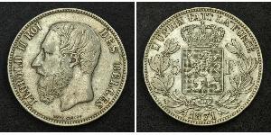 5 Franc Belgien Silber Leopold II (1835 - 1909)