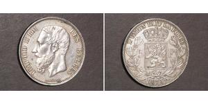 5 Franc Belgien Silber Leopold II (1835 - 1909)