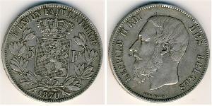 5 Franc Belgien Silber Leopold II (1835 - 1909)