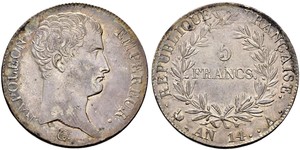 5 Franc Erstes Kaiserreich (1804-1814) Silber Napoleon Bonaparte(1769 - 1821)