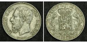 5 Franc Belgium Silver Leopold II of Belgium(1835 - 1909)