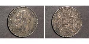 5 Franc Belgium Silver Leopold II of Belgium(1835 - 1909)