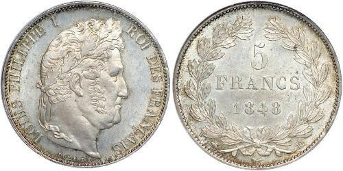 5 Franc France / July Monarchy (1830-1848) Silver Louis Philippe I of France (1773 -1850)