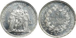 5 Franc French Third Republic (1870-1940)  Silver 