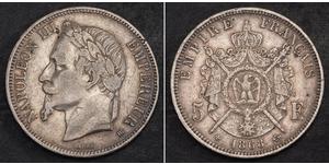 5 Franc Second French Empire (1852-1870) Silver Napoleon III (1808-1873)