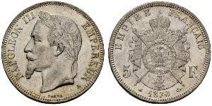 5 Franc Second French Empire (1852-1870) Silver Napoleon III (1808-1873)