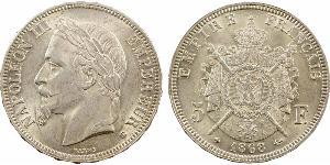 5 Franc Second French Empire (1852-1870) Silver Napoleon III (1808-1873)