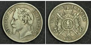 5 Franc Second French Empire (1852-1870) Silver Napoleon III (1808-1873)