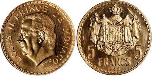 5 Franc Monaco (1297 - )  Louis II de Monaco (1870-1949)
