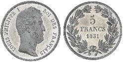 5 Franc Monarquía de Julio (1830-1848)  Luis Felipe I de Francia  (1773 -1850)