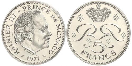 5 Franc Principato di Monaco (1297 - )  Ranieri III di Monaco