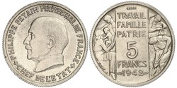 5 Franc Vichy France (1940-1944)  Philippe Pétain