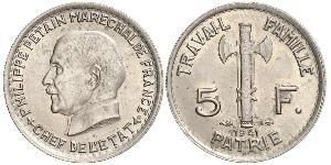 5 Franc Vichy France (1940-1944)  Philippe Pétain