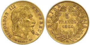 5 Franc 法蘭西第二帝國 (1852 - 1870) 金 拿破仑三世