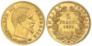 5 Franc 法蘭西第二帝國 (1852 - 1870) 金 拿破仑三世