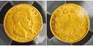 5 Franc 法蘭西第二帝國 (1852 - 1870) 金 拿破仑三世