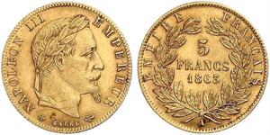 5 Franc 法蘭西第二帝國 (1852 - 1870) 金 拿破仑三世