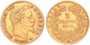5 Franc 法蘭西第二帝國 (1852 - 1870) 金 拿破仑三世