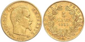 5 Franc 法蘭西第二帝國 (1852 - 1870) 金 拿破仑三世