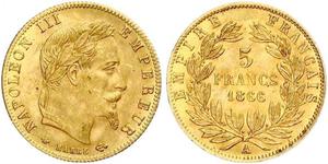 5 Franc 法蘭西第二帝國 (1852 - 1870) 金 拿破仑三世