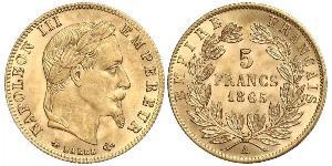 5 Franc 法蘭西第二帝國 (1852 - 1870) 金 拿破仑三世