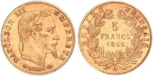 5 Franc 法蘭西第二帝國 (1852 - 1870) 金 拿破仑三世