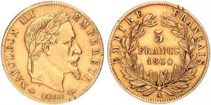 5 Franc 法蘭西第二帝國 (1852 - 1870) 金 拿破仑三世