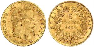5 Franc 法蘭西第二帝國 (1852 - 1870) 金 拿破仑三世