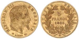 5 Franc 法蘭西第二帝國 (1852 - 1870) 金 拿破仑三世