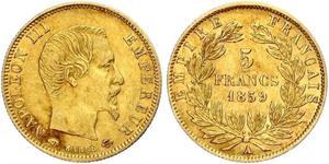 5 Franc 法蘭西第二帝國 (1852 - 1870) 金 拿破仑三世