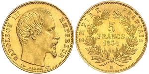 5 Franc 法蘭西第二帝國 (1852 - 1870) 金 拿破仑三世