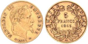 5 Franc 法蘭西第二帝國 (1852 - 1870) 金 拿破仑三世
