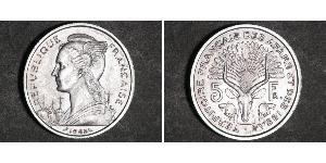 5 Franc French West Africa (1895-1958) 銀 