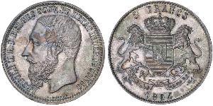 5 Franc 剛果自由邦 (1885 - 1908) 銀 利奥波德二世 (比利时)