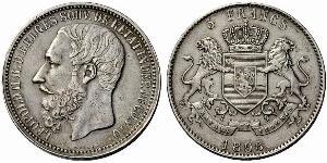 5 Franc 剛果自由邦 (1885 - 1908) 銀 利奥波德二世 (比利时)