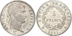5 Franc 法兰西第一帝国 (1804 - 1814) 銀 拿破仑一世(1769 - 1821)