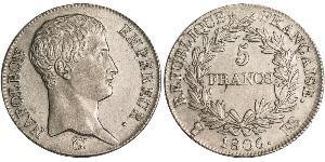 5 Franc 法兰西第一帝国 (1804 - 1814) 銀 拿破仑一世(1769 - 1821)