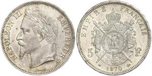 5 Franc 法蘭西第二帝國 (1852 - 1870) 銀 拿破仑三世